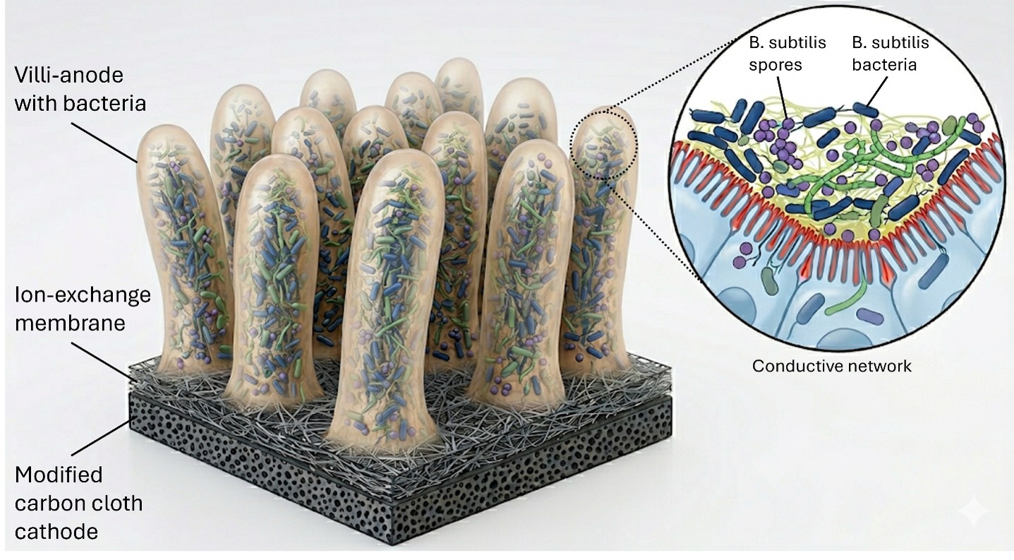 Villi biobatteries